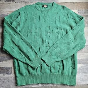 Brimwick Vintage Sweater Green St. Patrick's Day Shamrock Print